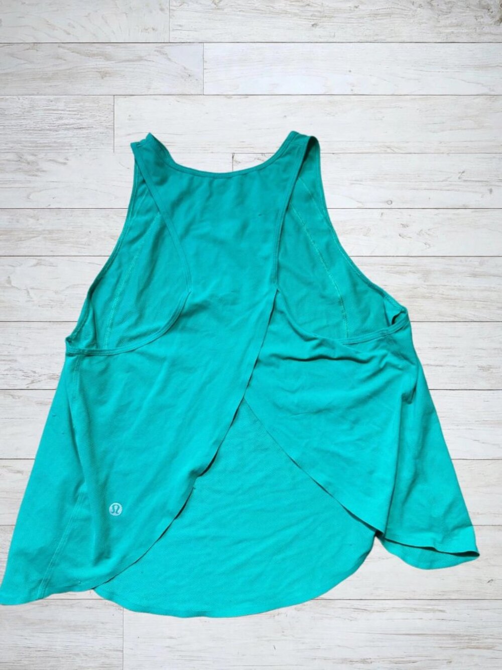 lululemon Sculpt Tank Tie Back Teal Size 4 Split Back Mesh Flawed
